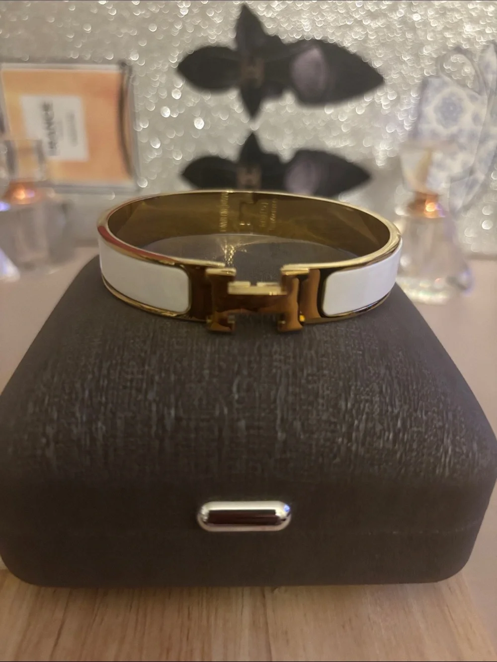 Gold tone and White  Hinge Bracelet